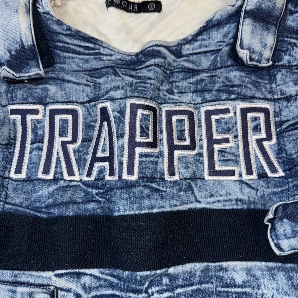 Focus Quality Wear Trapper Acid Wash Denim Tactical Vest Blue Mens Small